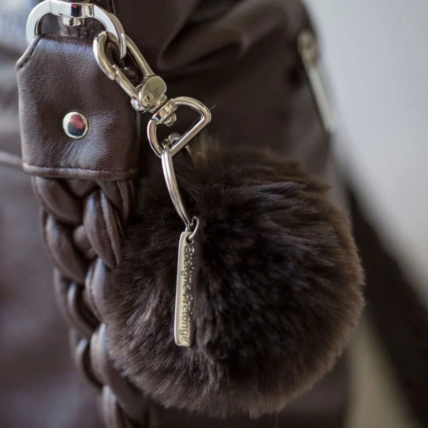 Evelyne Prélonge Faux Fur Pompom Key Chain, Chocolate