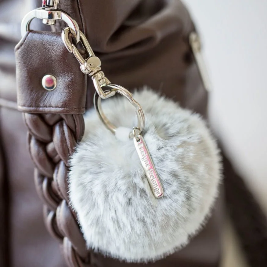 Evelyne Prélonge Faux Fur Pompom Key Chain, Glacier