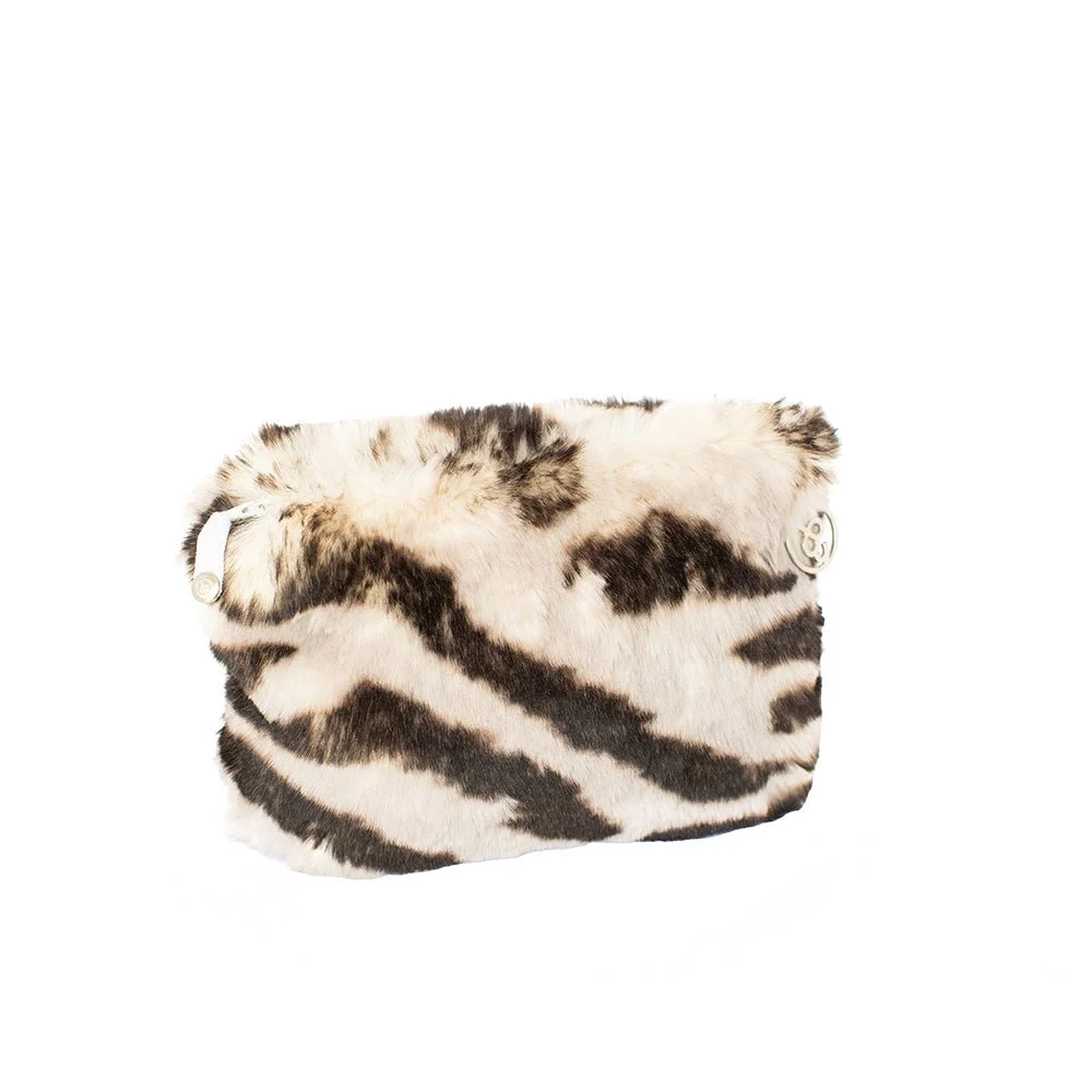 Evelyne Prélonge Faux Fur Cosmetic Bag, White Tiger