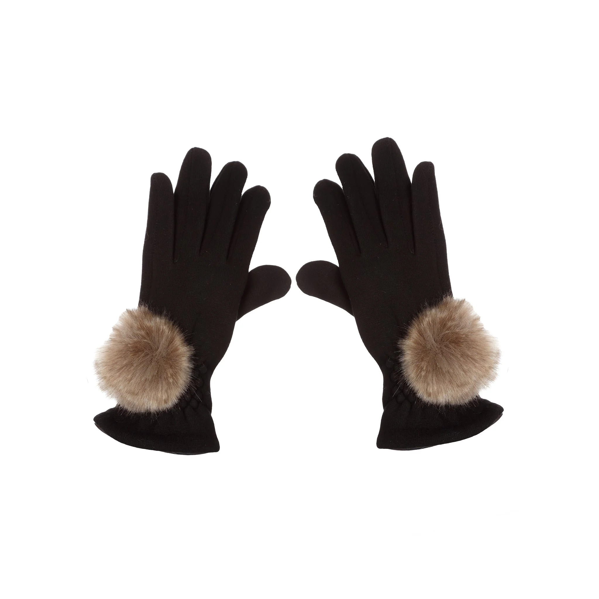 Evelyne Prélonge Faux Fur Pompom Gloves, Monaco
