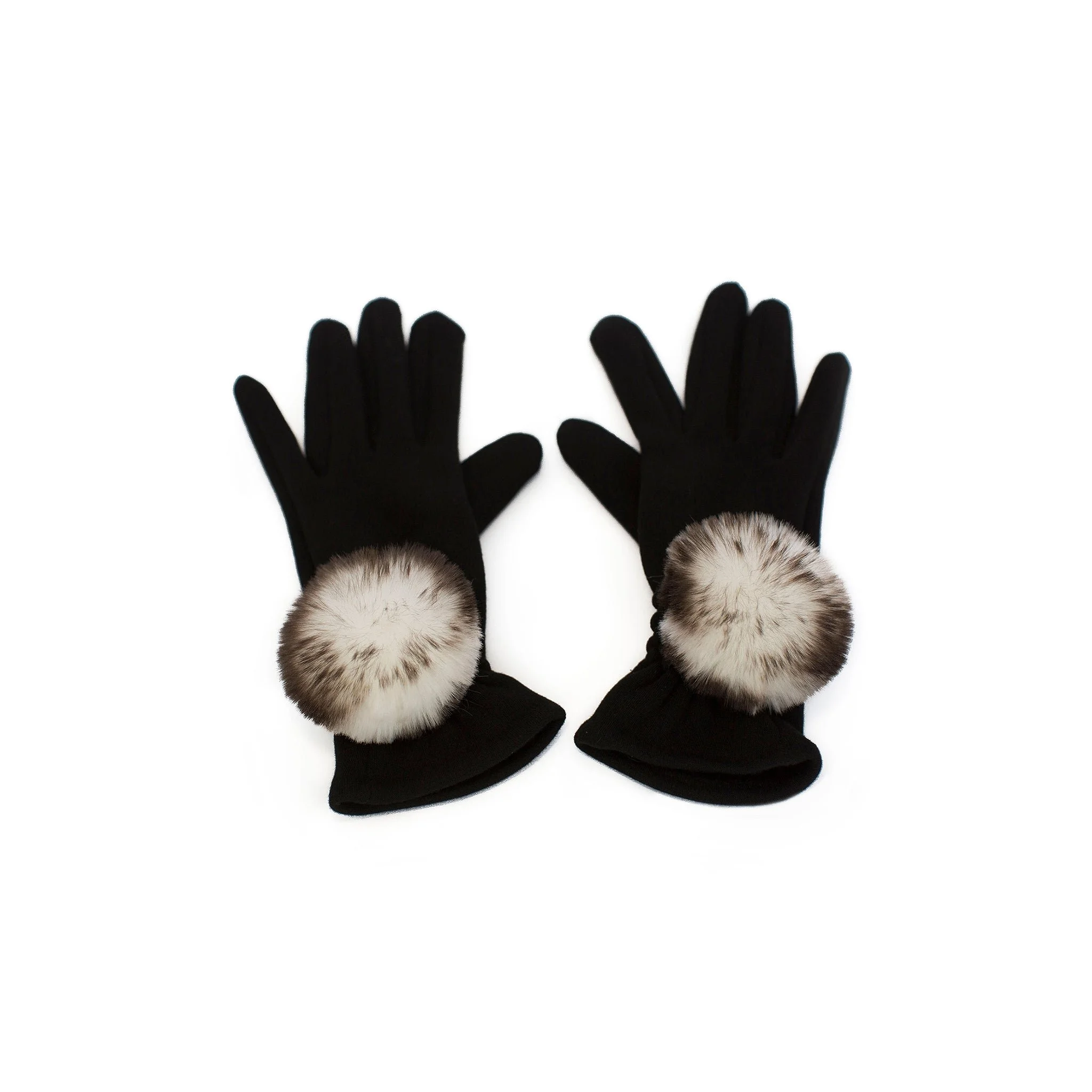 Evelyne Prélonge Faux Fur Pompom Gloves, White Tiger