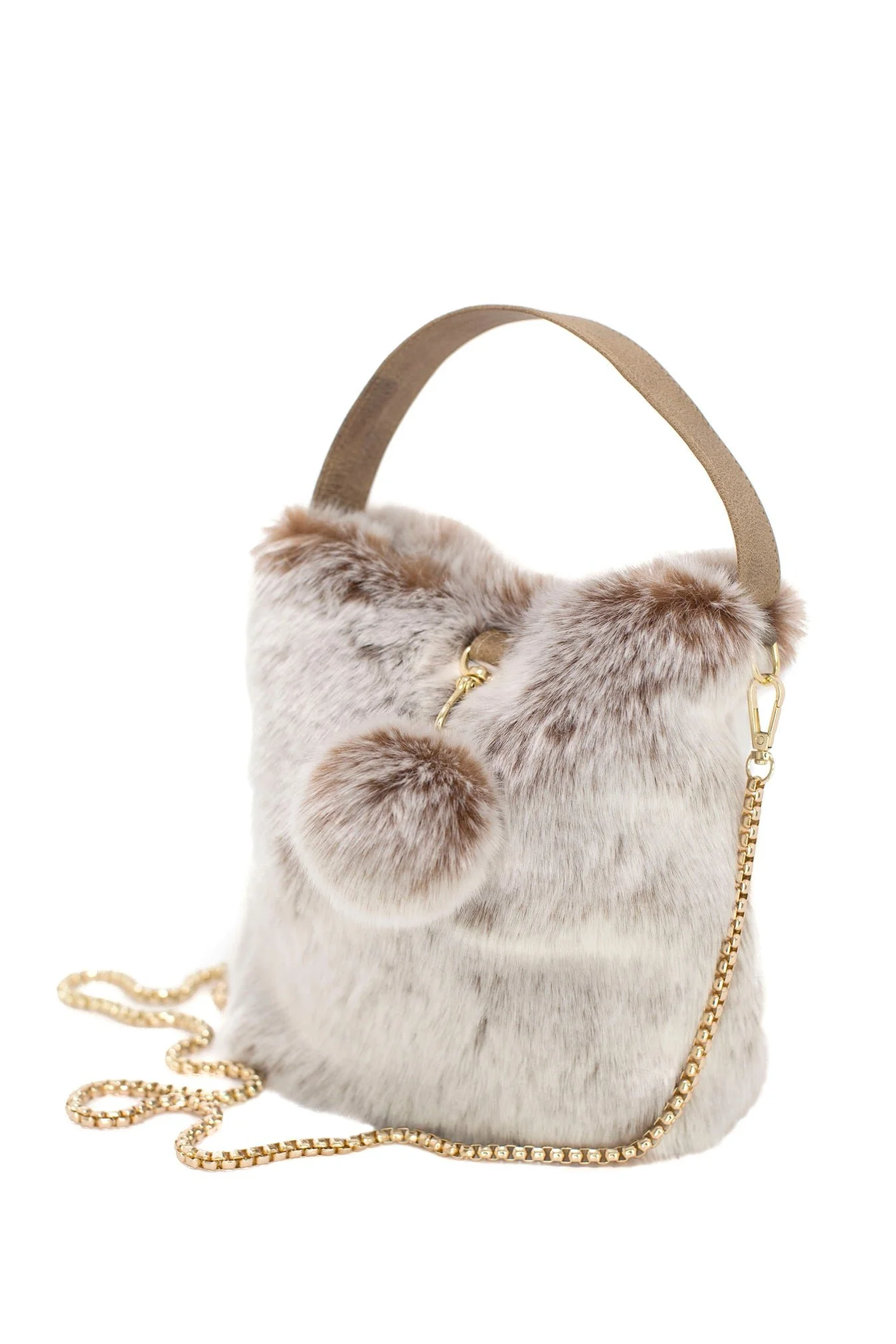 Evelyne Prélonge Small Faux Fur Bag, Chestnut