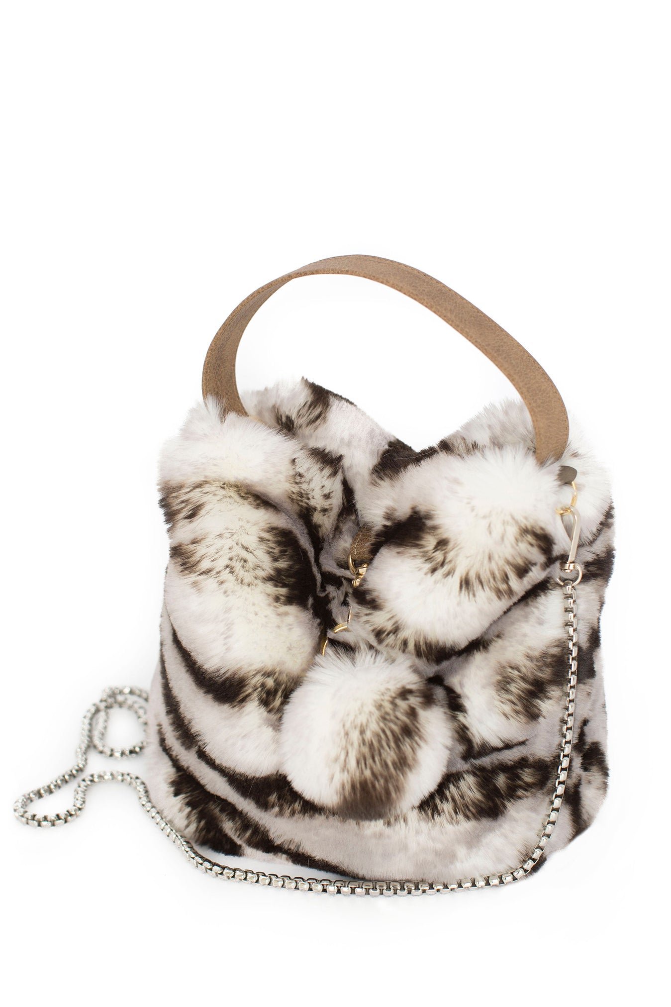 Evelyne Prélonge Small Faux Fur Bag, White Tiger
