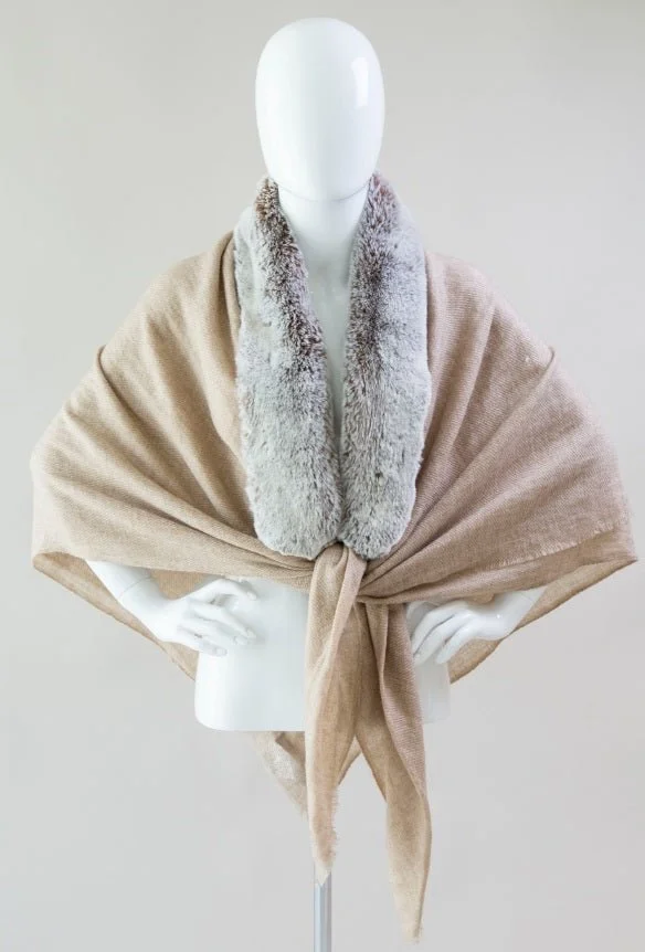 Evelyne Prélonge Faux Fur & Cashmere Scarf, Chestnut