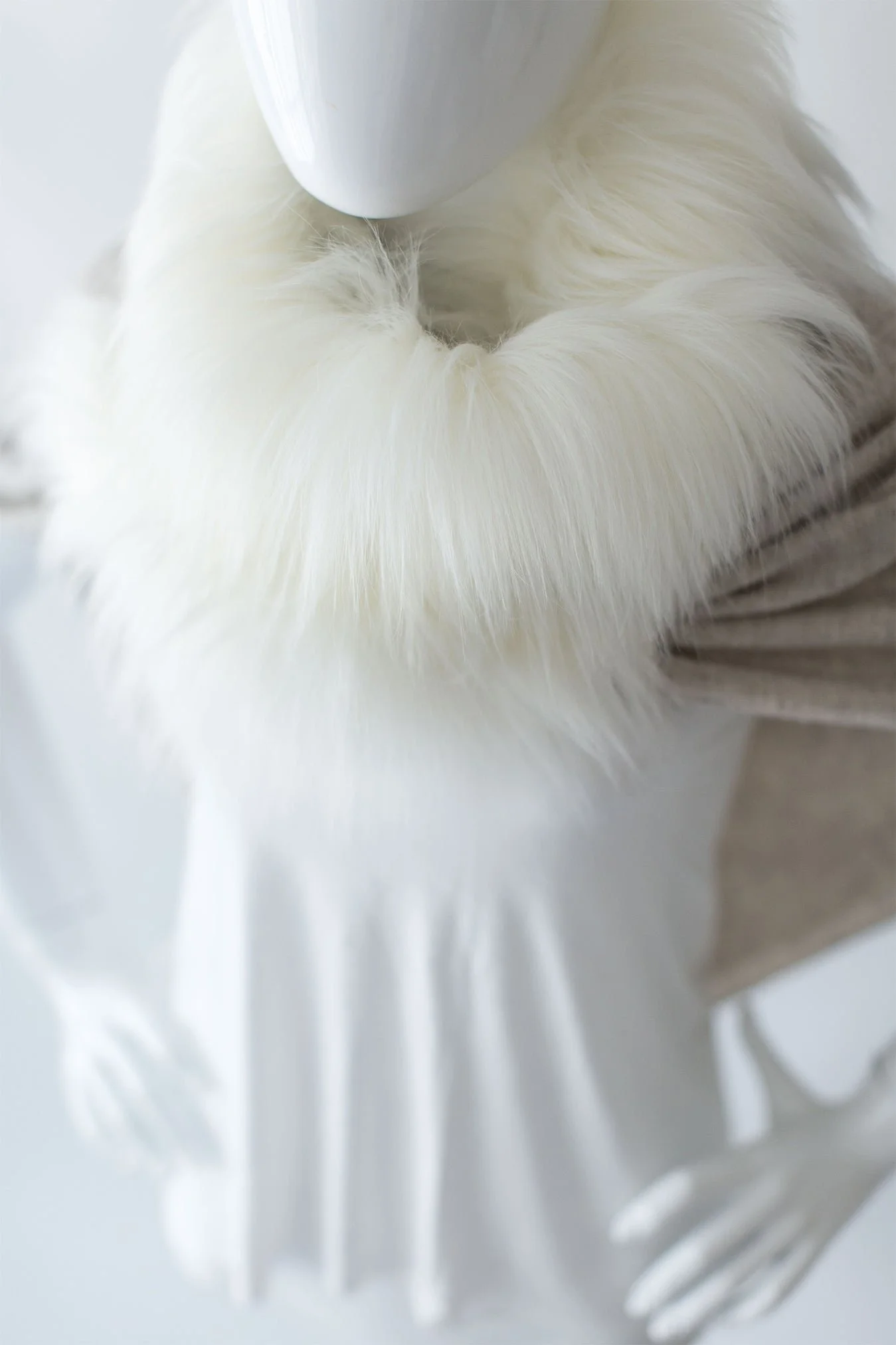 Evelyne Prélonge Faux Fur & Cashmere Scarf, Himalaya Ivory