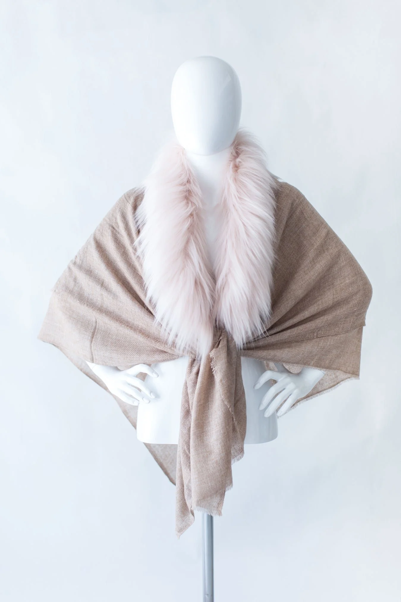 Evelyne Prélonge Faux Fur & Cashmere Scarf, Himalaya Blush