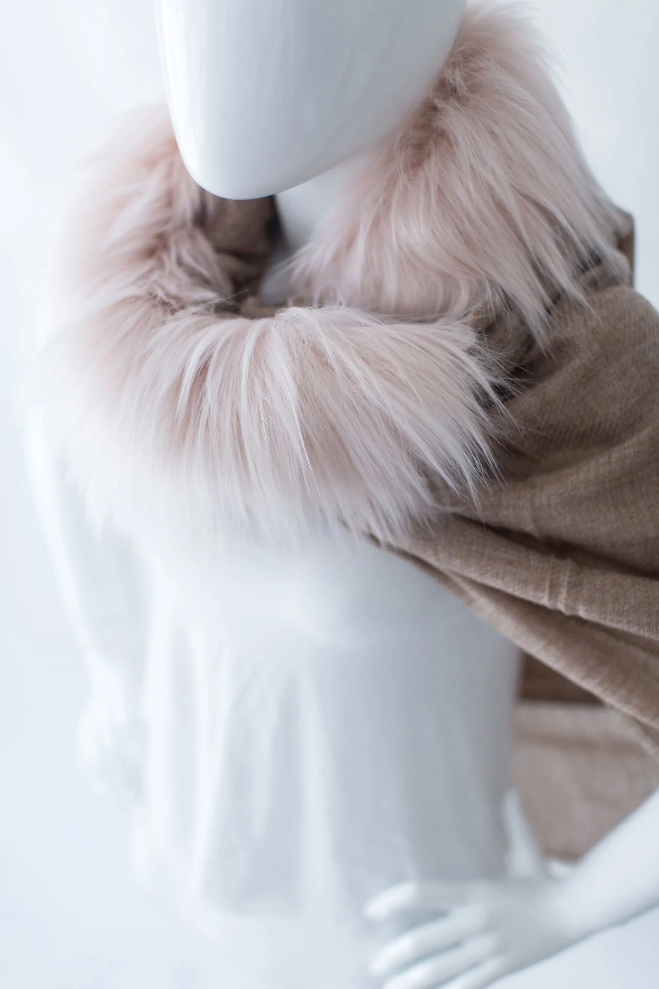 Evelyne Prélonge Faux Fur & Cashmere Scarf, Himalaya Blush