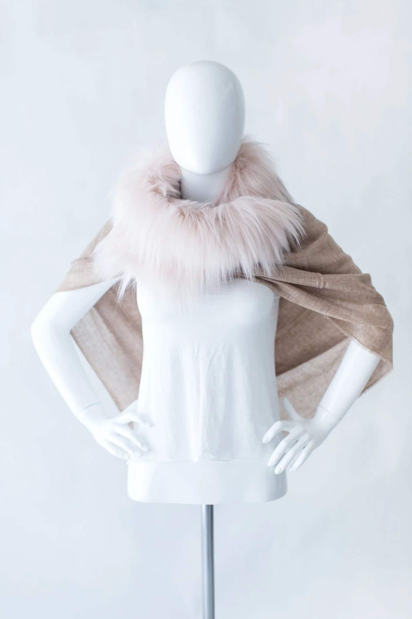 Evelyne Prélonge Faux Fur & Cashmere Scarf, Himalaya Blush