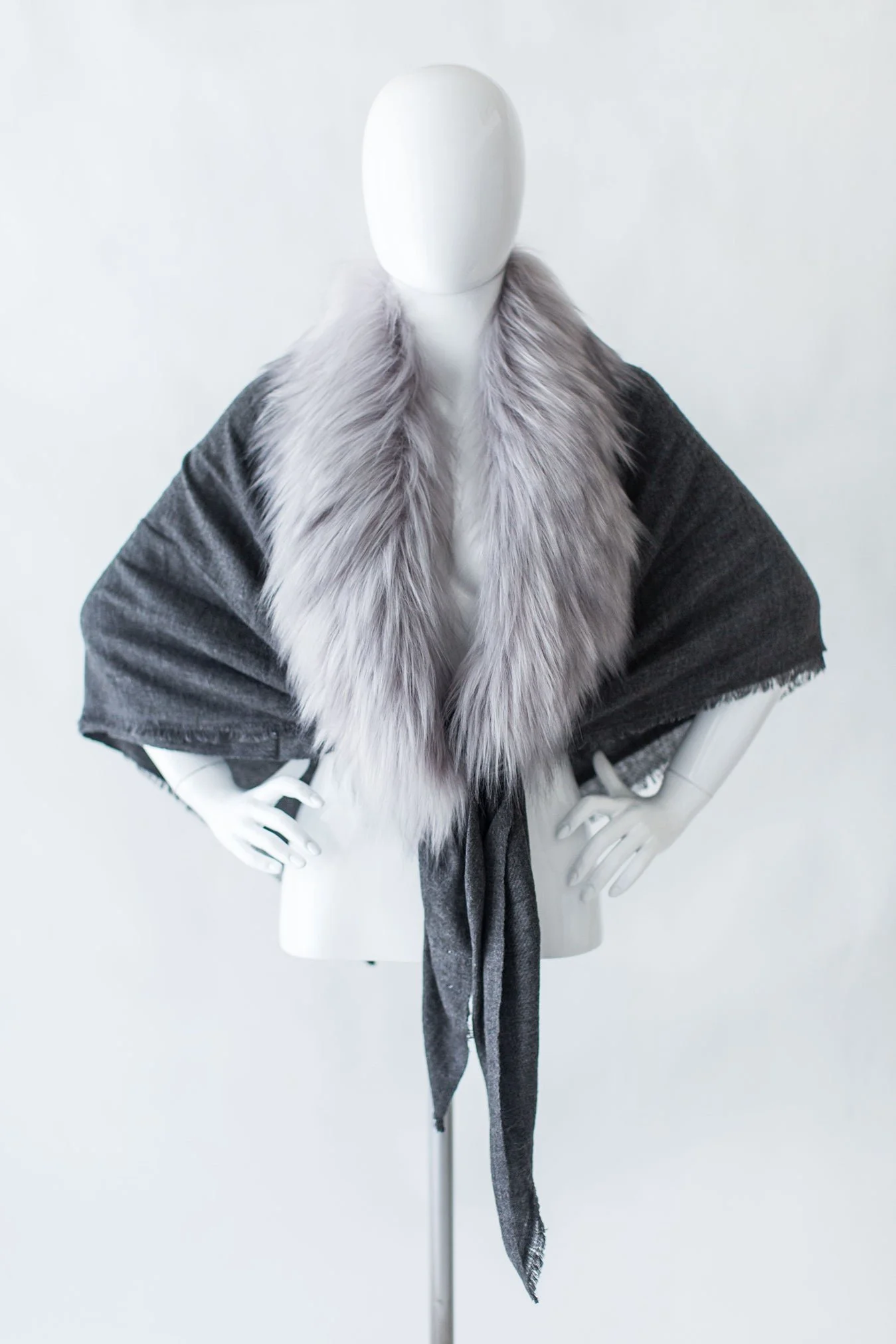 Evelyne Prélonge Faux Fur & Cashmere Scarf, Himalaya Pearl