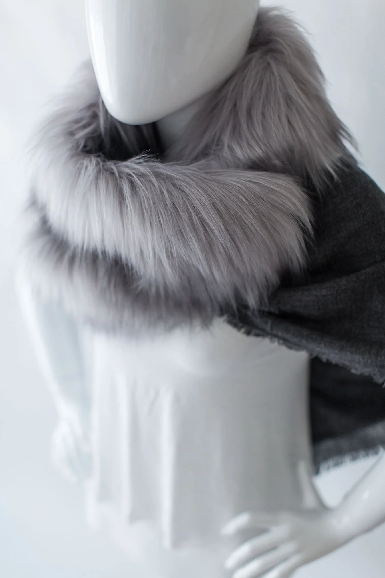 Evelyne Prélonge Faux Fur & Cashmere Scarf, Himalaya Pearl