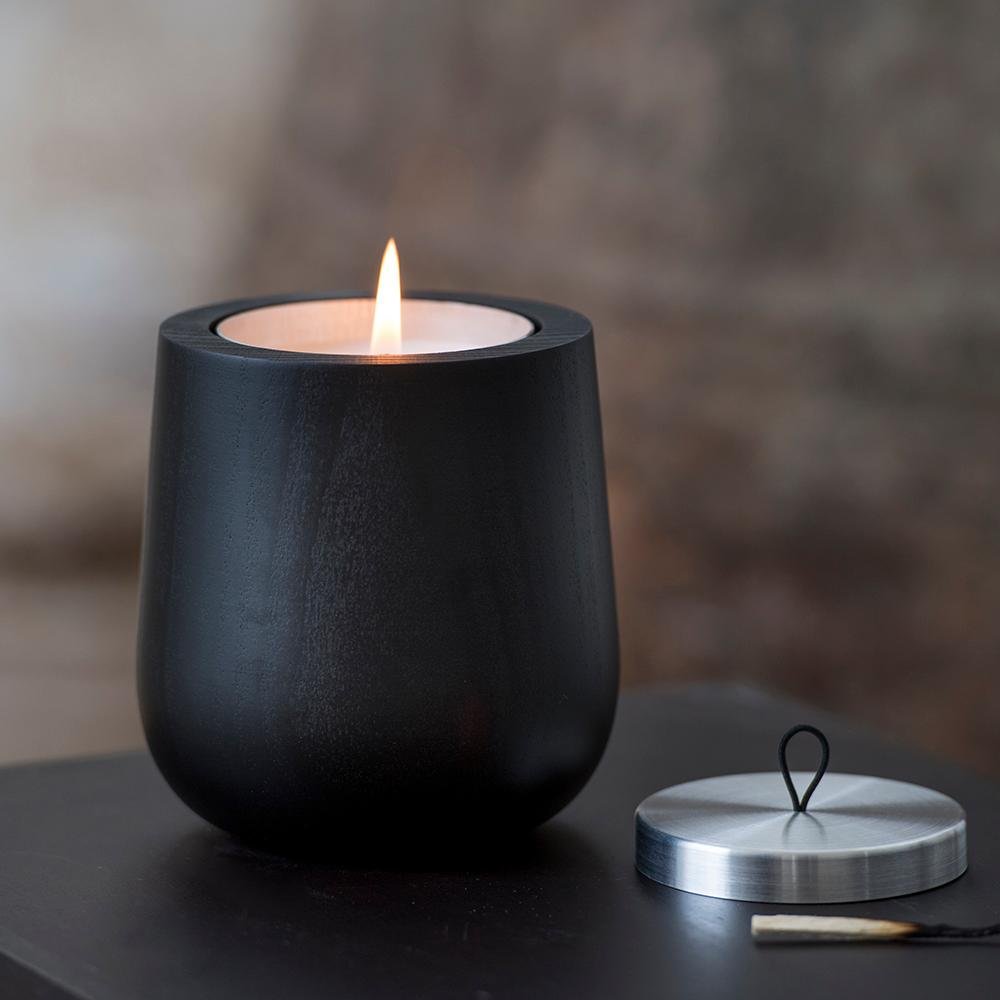 Hypsoé Wooden Refillable Scented Candle, Black