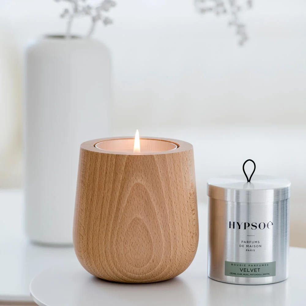 Hypsoé Wooden Refillable Scented Candle, Natural