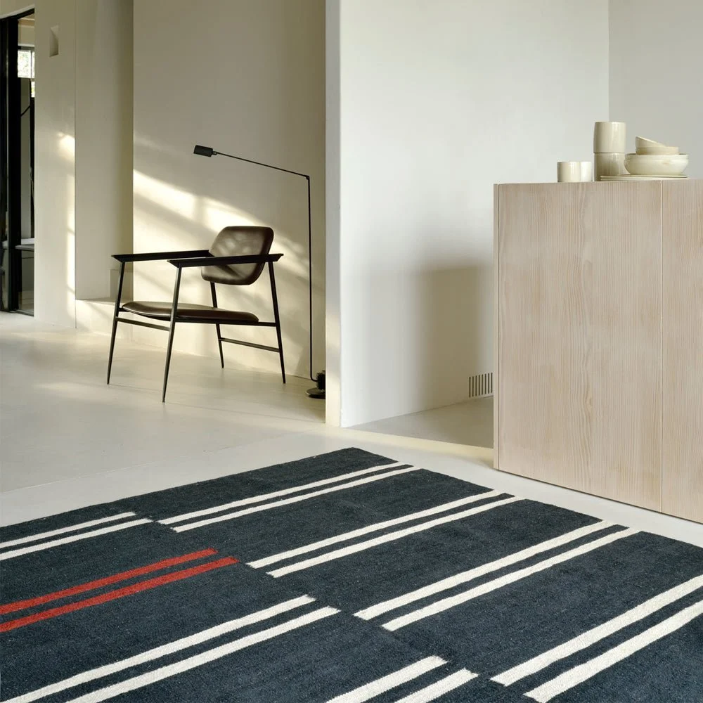 Ethnicraft Black Mazandaran Kilim Rug