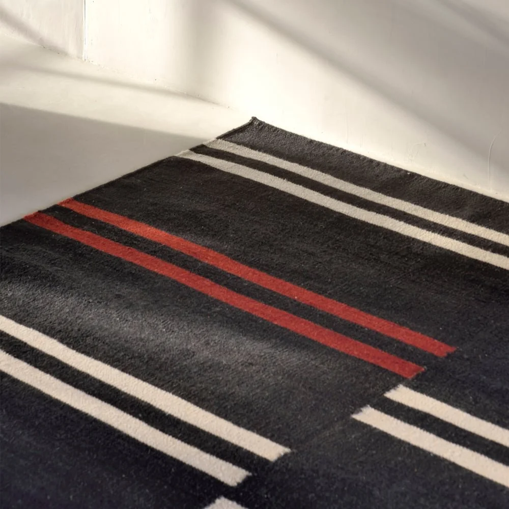 Ethnicraft Black Mazandaran Kilim Rug