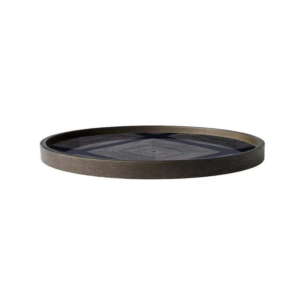 Ethnicraft Ink Linear Squares Glass Valet Tray, Round