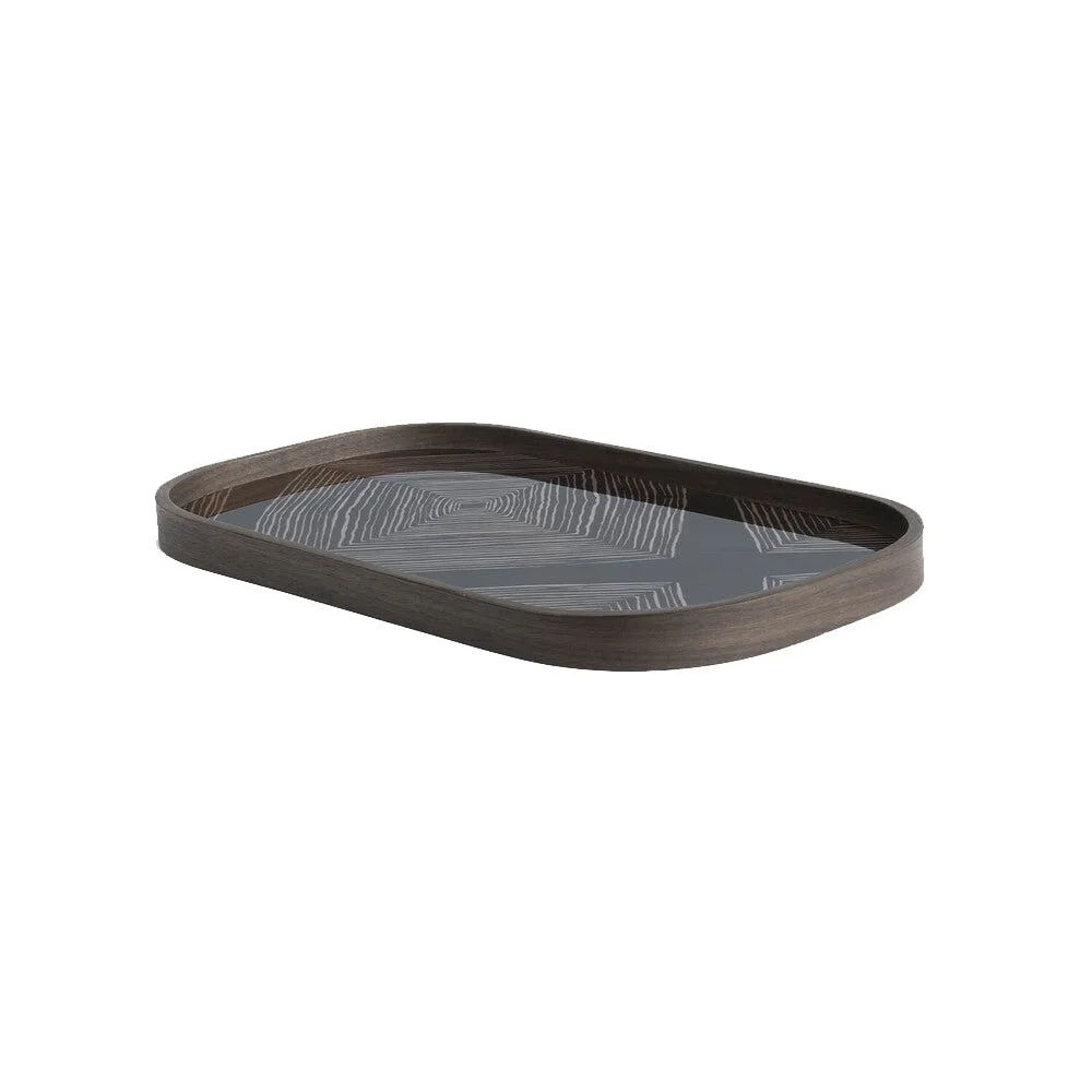 Ethnicraft Ink Linear Squares Glass Valet Tray, Rectangular