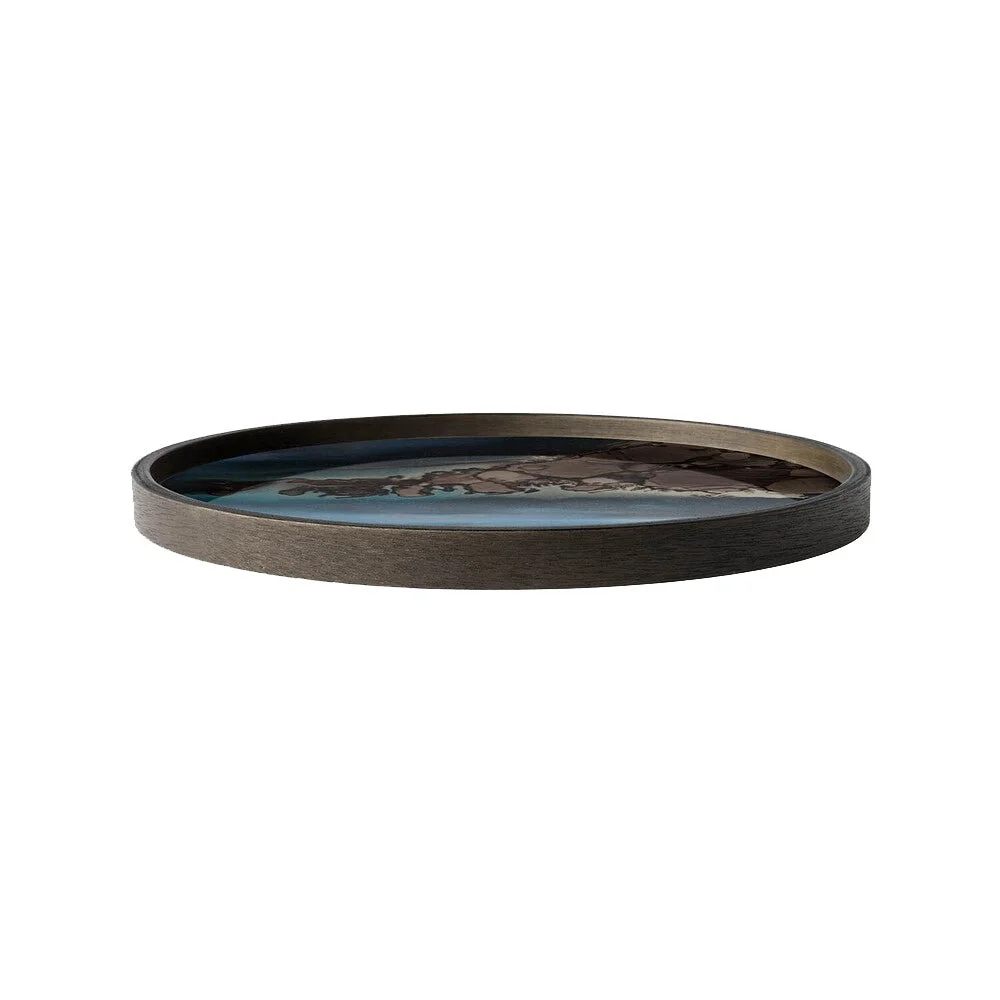 Ethnicraft Slate Organic Glass Valet Tray, Round