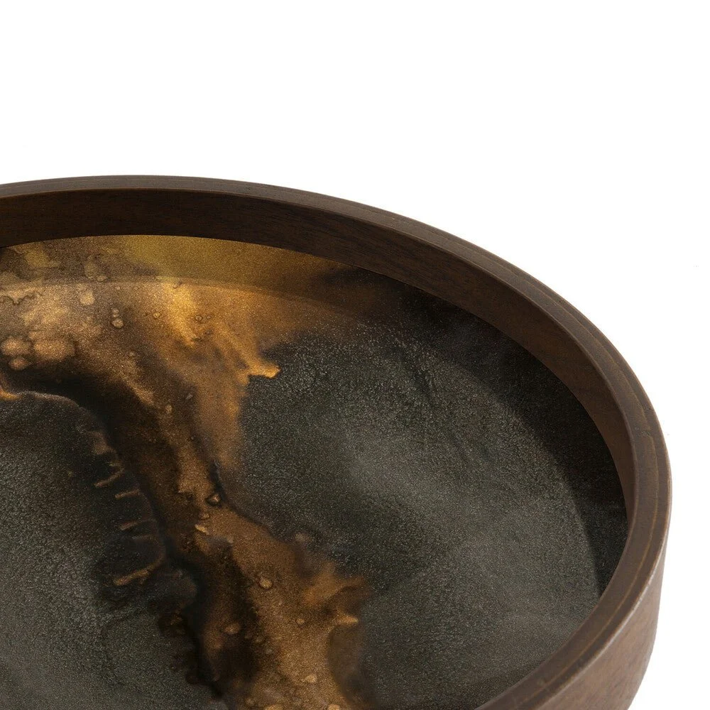 Ethnicraft Bronze Organic Glass Valet Tray, Round