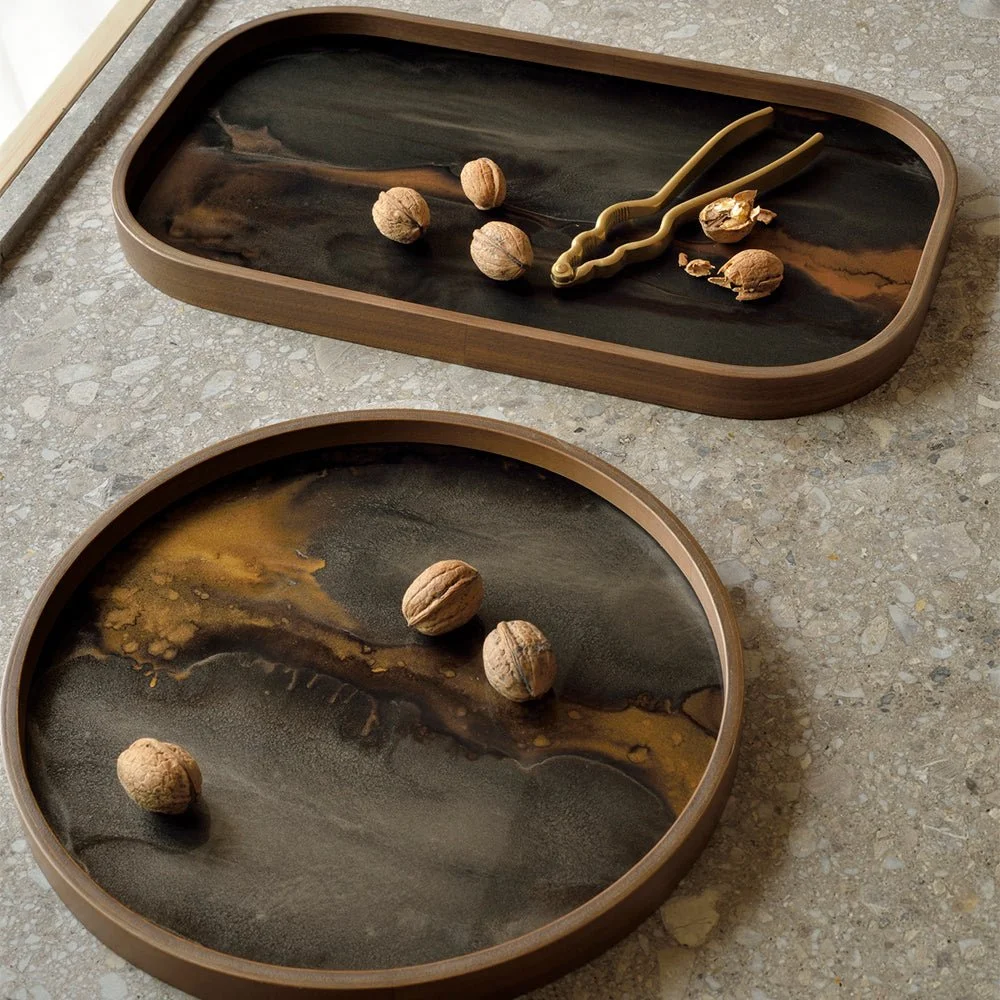Ethnicraft Bronze Organic Glass Valet Tray, Round