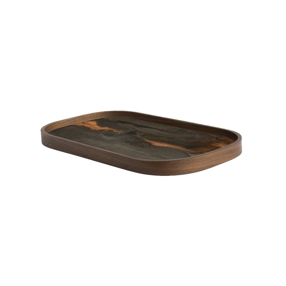 Ethnicraft Bronze Organic Glass Valet Tray, Rectangular