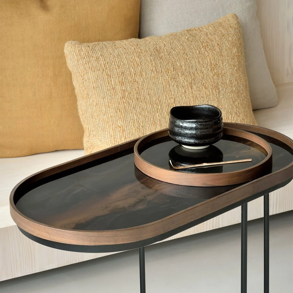 Ethnicraft Bronze Organic Glass Tray, Oblong