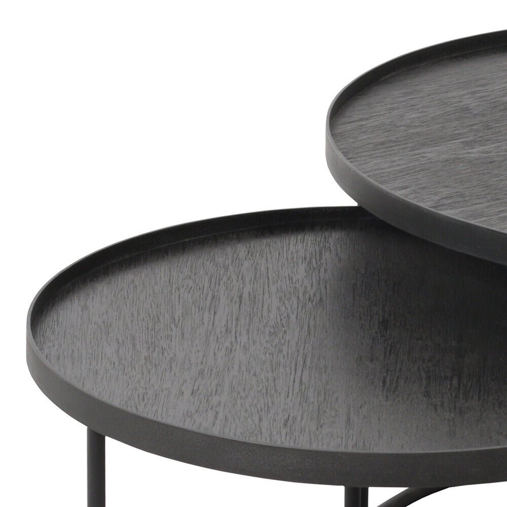 Ethnicraft Round Tray Coffee Table Set, Small and Large