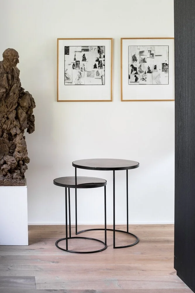 Ethnicraft Charcoal Nesting Side Table, Set of 2, styled with other pieces