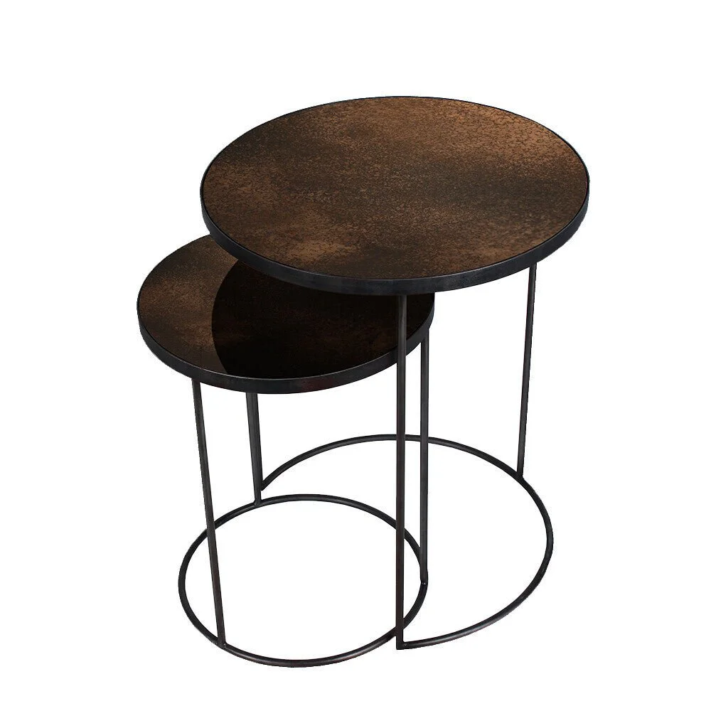 Ethnicraft Bronze Copper Nesting Side Table, Set of 2