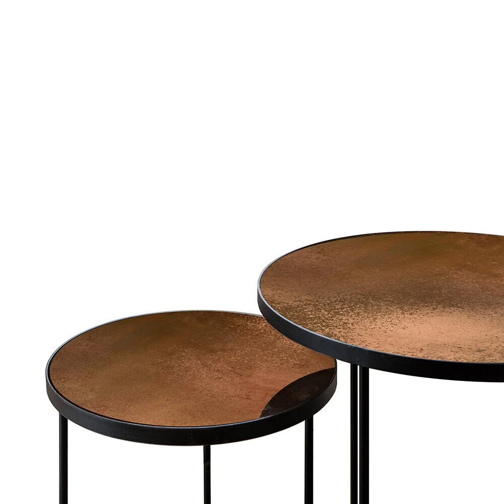 Ethnicraft Bronze Copper Nesting Side Table, Set of 2