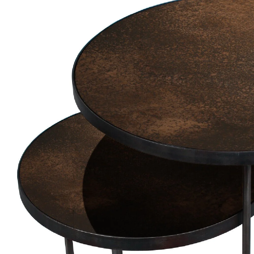 Ethnicraft Bronze Copper Nesting Side Table, Set of 2