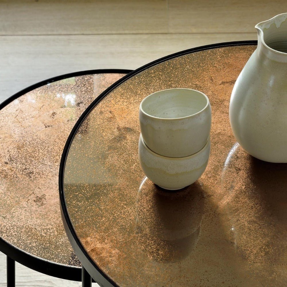Ethnicraft Bronze Copper Nesting Side Table, Set of 2