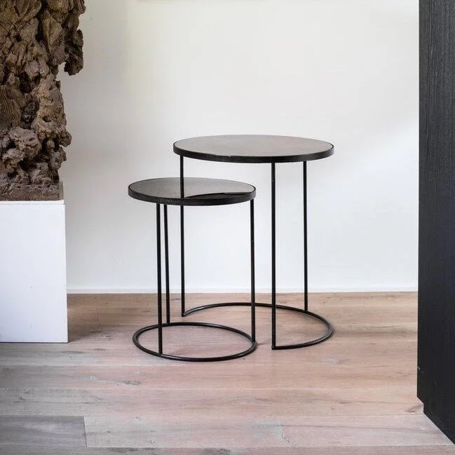 Ethnicraft Bronze Copper Nesting Side Table, Set of 2