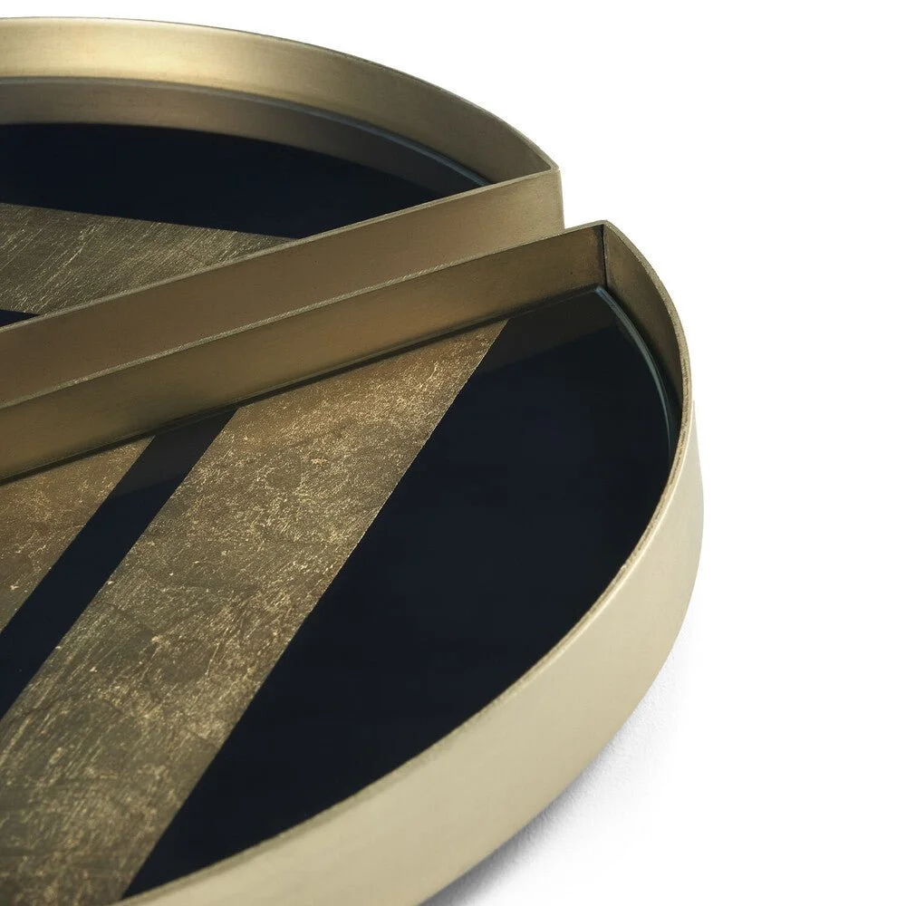 Ethnicraft Chevron Glass Valet Tray, Set of 2