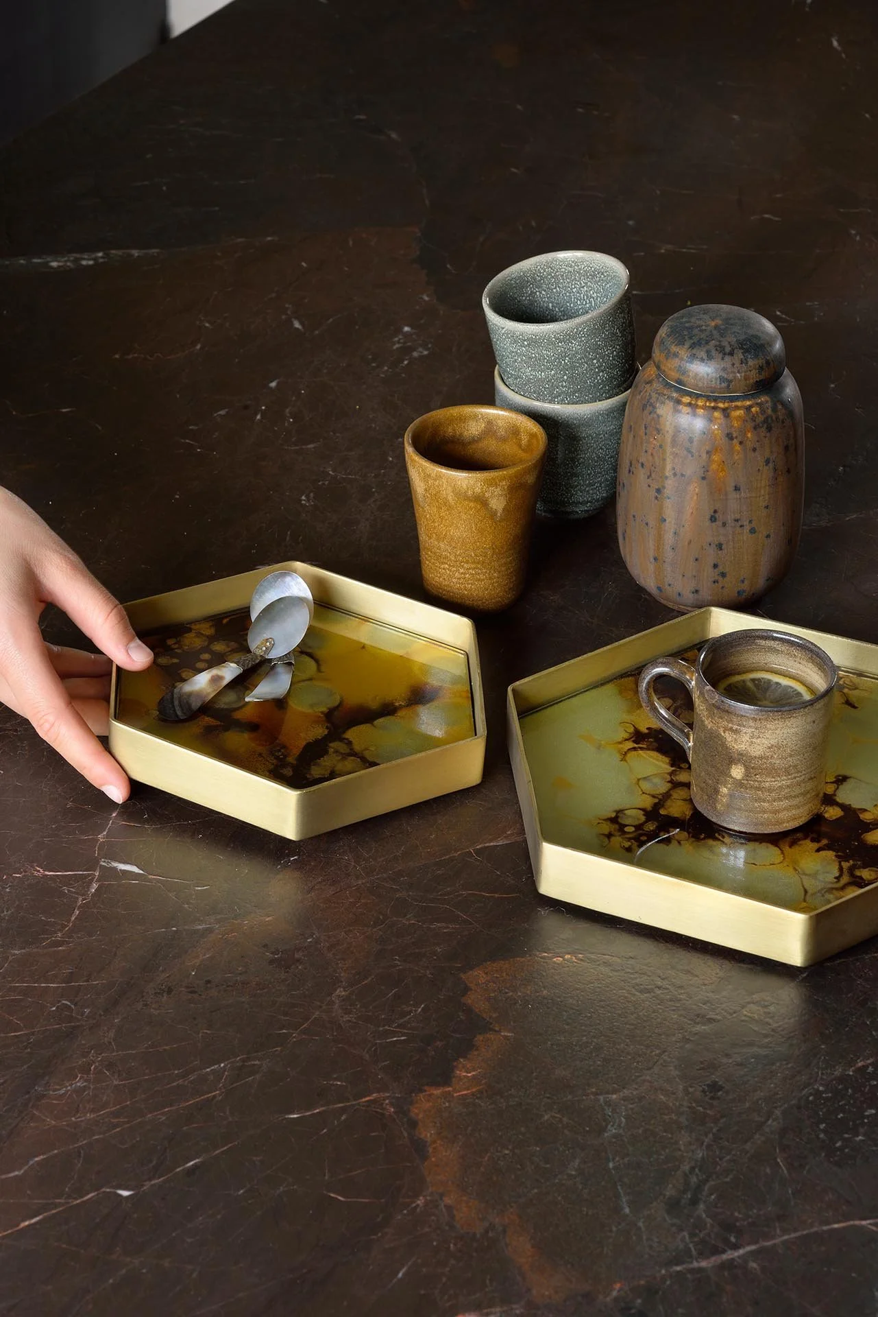 Ethnicraft Moss Organic Glass Valet Tray