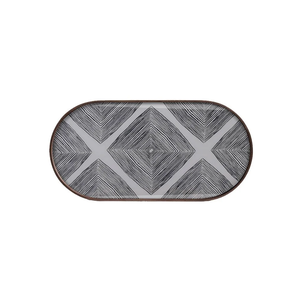 Ethnicraft Slate Linear Squares Glass Tray, Medium
