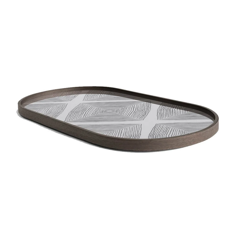 Ethnicraft Slate Linear Squares Glass Tray, Medium