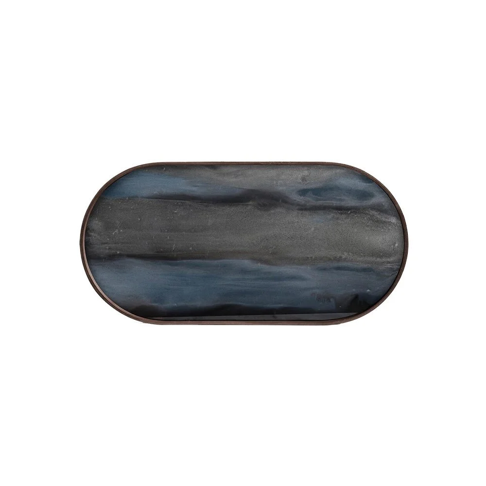 Ethnicraft Graphite Organic Glass Tray, Medium