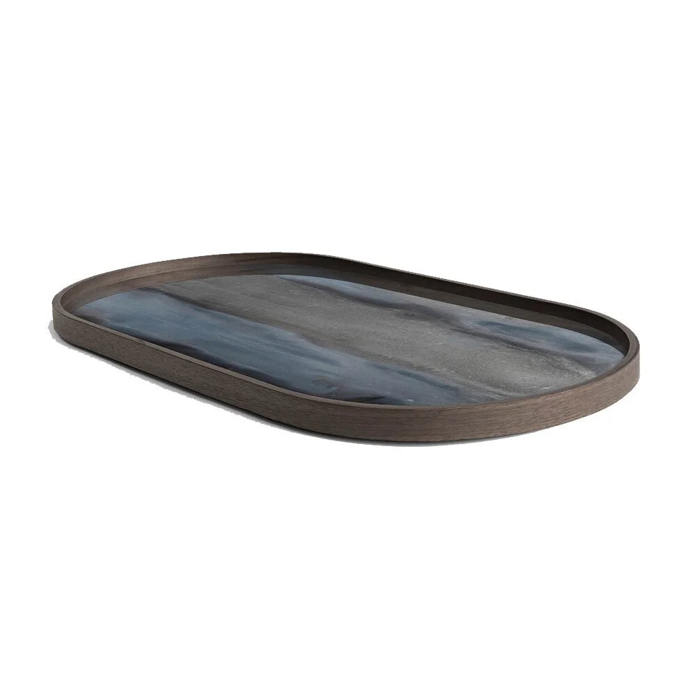 Ethnicraft Graphite Organic Glass Tray, Medium