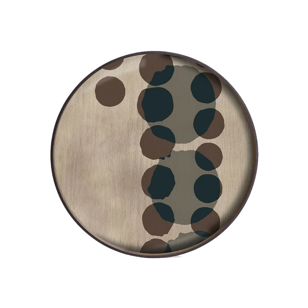 Ethnicraft Slate Layered Dots Glass Tray, Large