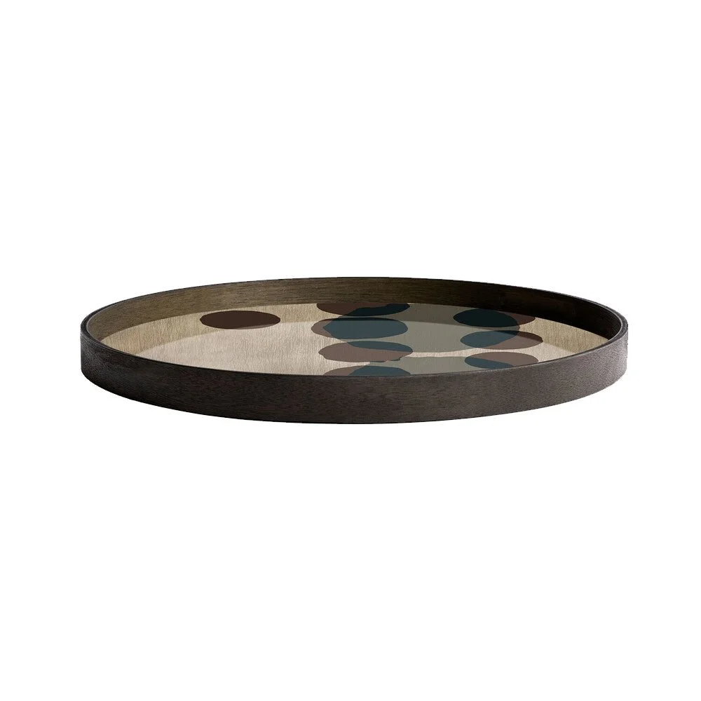 Ethnicraft Slate Layered Dots Glass Tray, Large