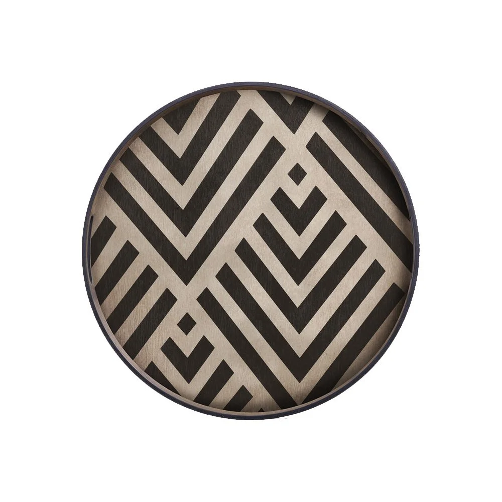 Ethnicraft Graphite Chevron Wooden Tray, Small