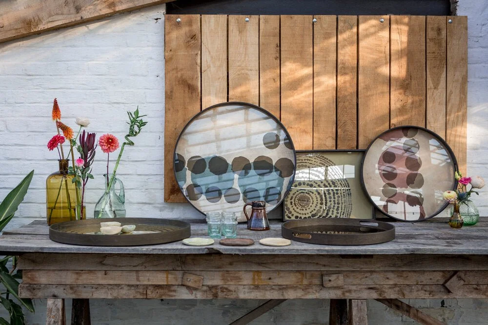 Ethnicraft Pinot Layered Dots Glass Tray, Small