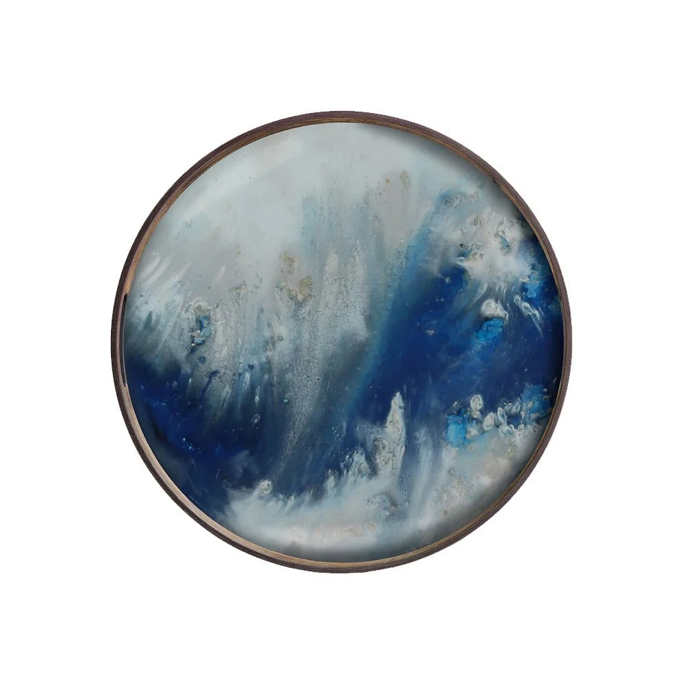 Ethnicraft Blue Mist Organic Glass Tray, Small