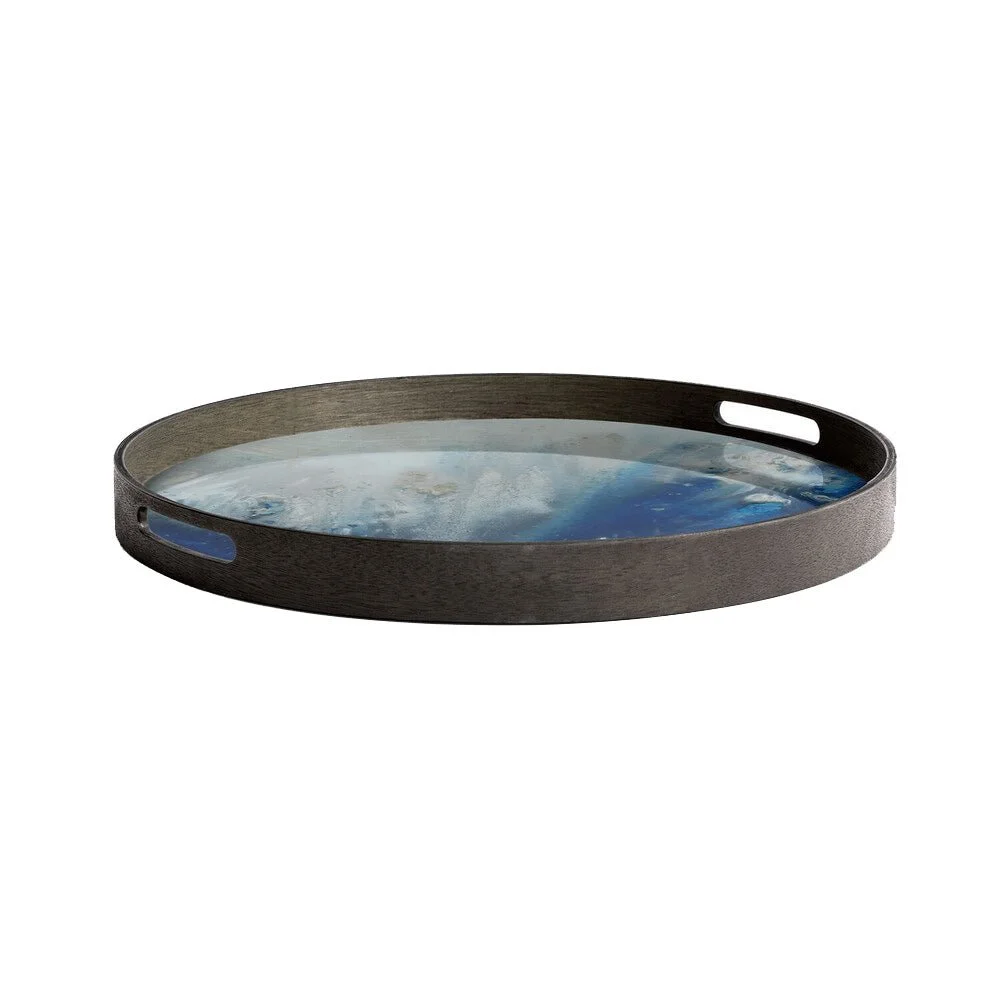 Ethnicraft Blue Mist Organic Glass Tray, Small