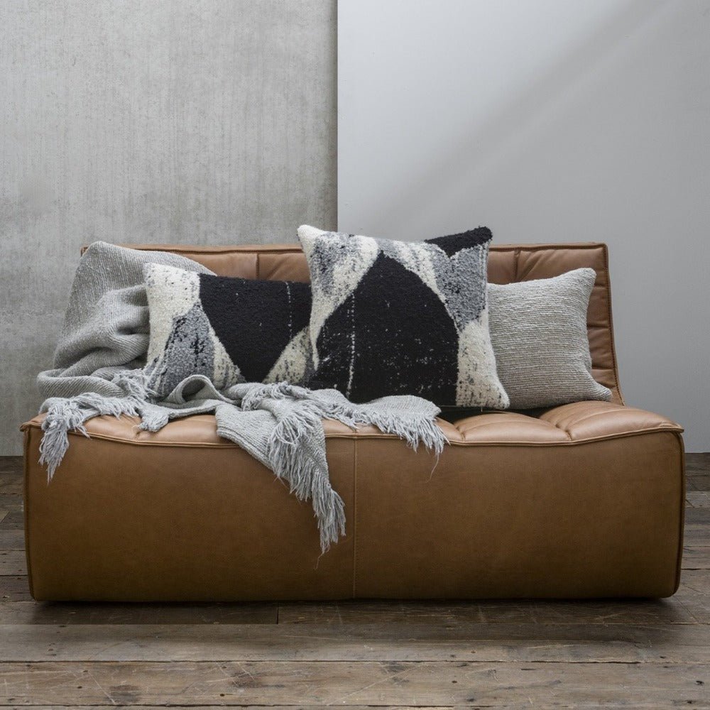 Ethnicraft Nero Chevron Cushion, Square, styled with other pieces