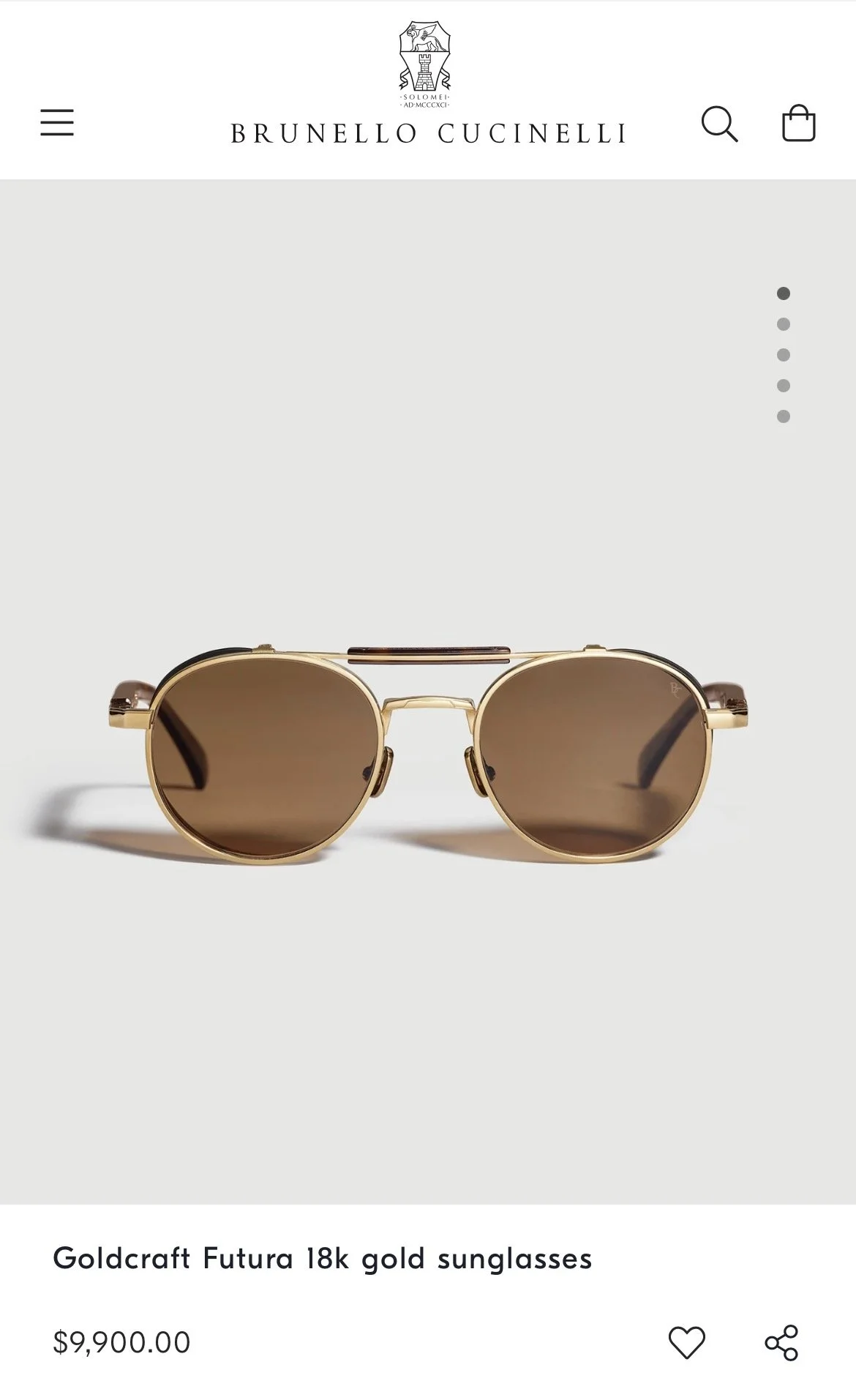 Brunello Cucinelli 18k gold sunglasses featured on Being Blanca.