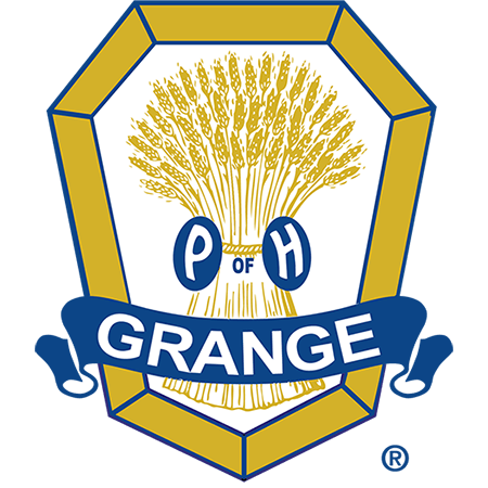 National Grange emblem in blue and gold
