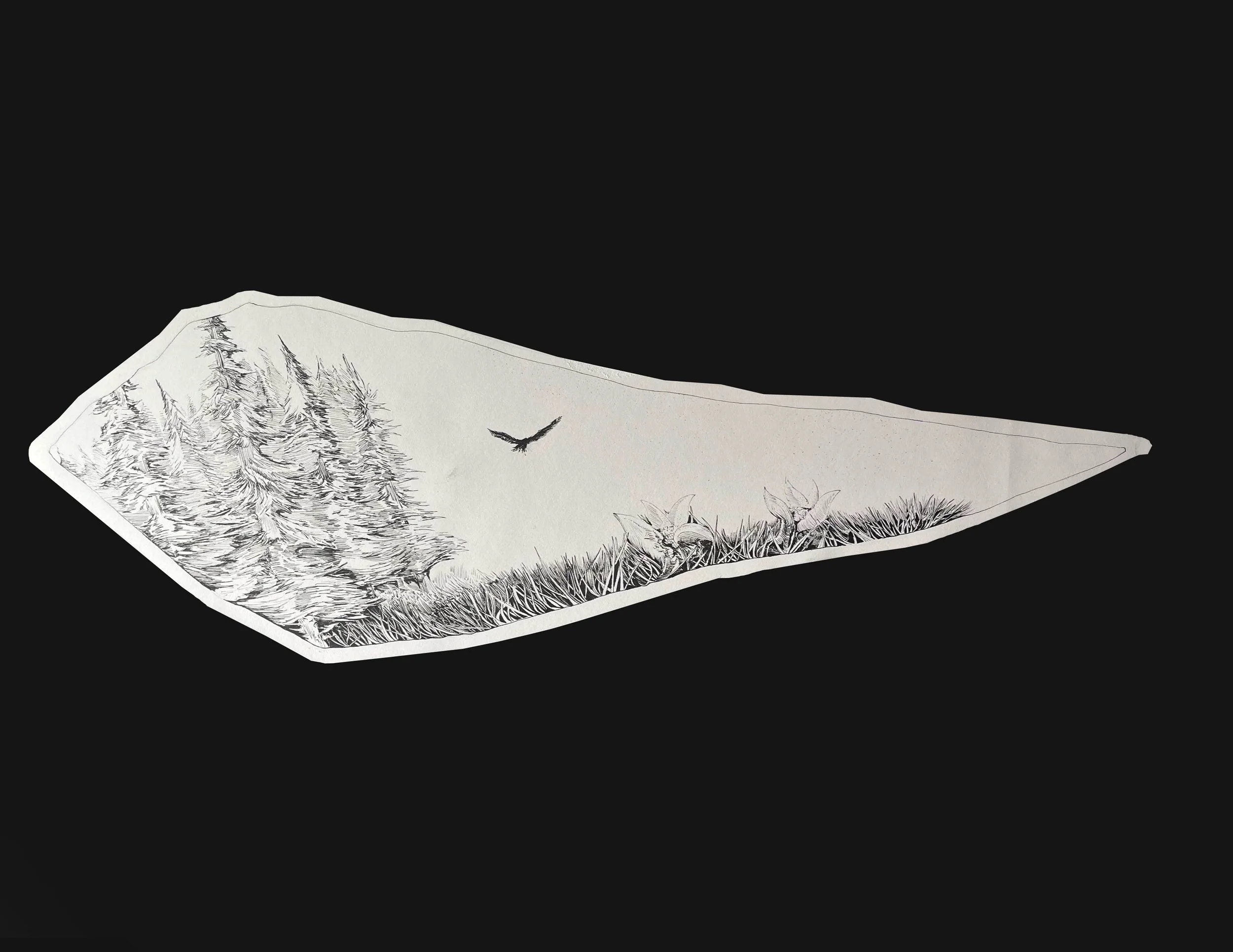 Open View, 2025, Ink on Paper, (10 panels, varying 6 to 18 inches in length / width.) 