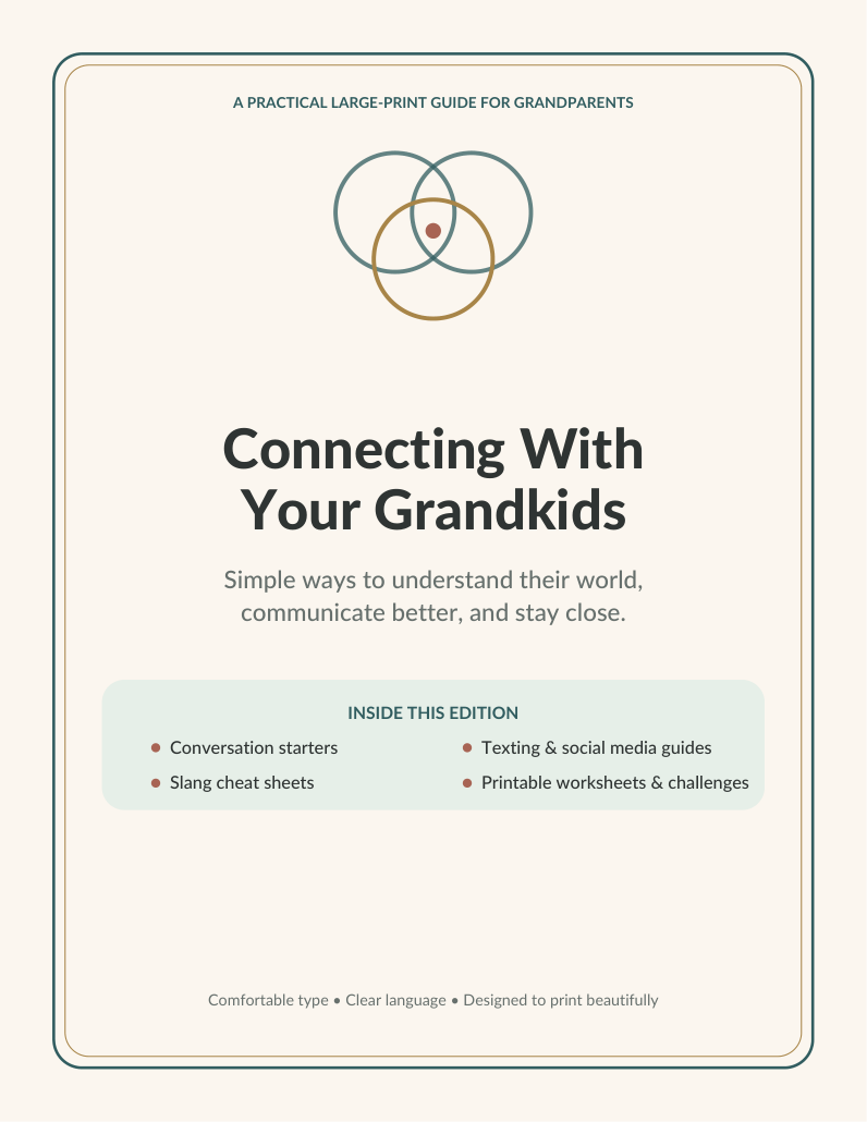 Cover of Connecting With Your Grandkids, a large-print guide for grandparents