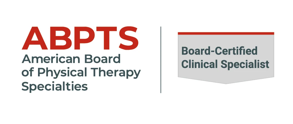 Logo of the American Board of Physical Therapy Specialties (ABPTS) with text reading 'Board-Certified Clinical Specialist'.